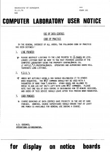 Computer Laboratory User Notice CLUN 141